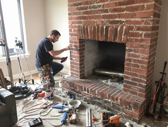 Hanson Chimney Sweep specialist finalizing chimney liner service in Hanson, MA