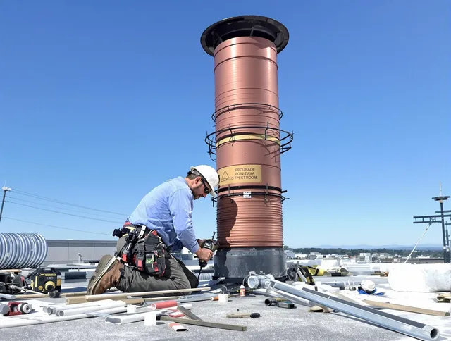 Installed chimney liner by Hanson Chimney Sweep in Hanson, MA