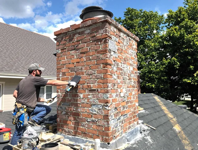 Completed chimney rebuild by Hanson Chimney Sweep in Hanson, MA