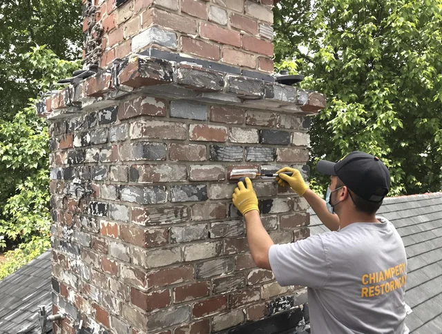 In-progress chimney restoration by Hanson Chimney Sweep in Hanson, MA
