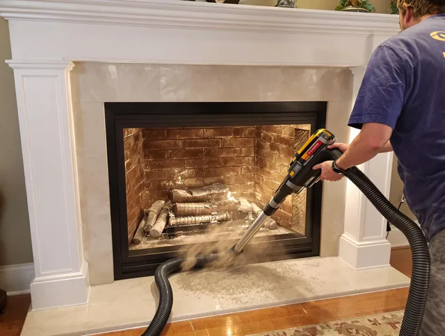 Fireplace cleaning performed by Hanson Chimney Sweep in Hanson, MA