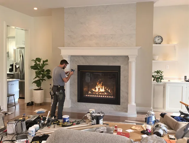 Newly installed fireplace by Hanson Chimney Sweep in Hanson, MA